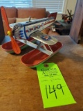 Vintage J. Chein Wind UP Pontoon Plane Tin Toy