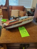 Vintage J. Chein Wind Up Speed Boat Tin Toy