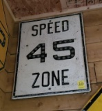 Vintage Highway Speed Zone Sign with Reflectors