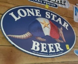 Lone Star Beer Armadillo Texas Tin Sign