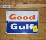 Vintage Good Gulf Porcelain Metal Sign