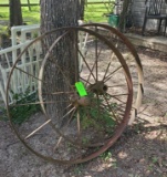 2 Antique Wagon Wheel Metal 42
