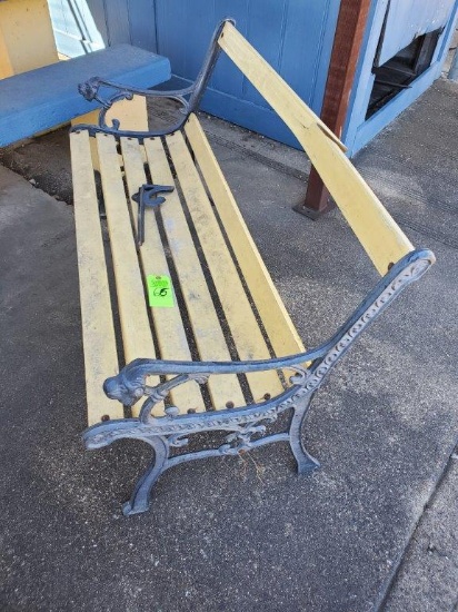 Park Bench with Lion Heads on the Arms