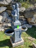 Water Fountain Boy & Girl with Lion Heads