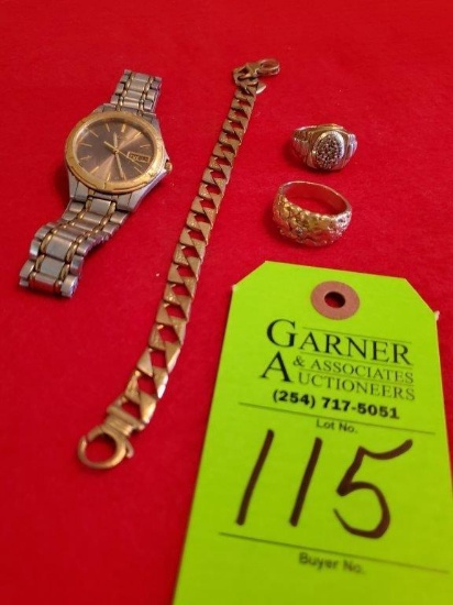 2 Rings, Bracelet, & Seiko Watch