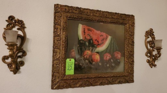 Fruit Picture & 2 Wall Sconces