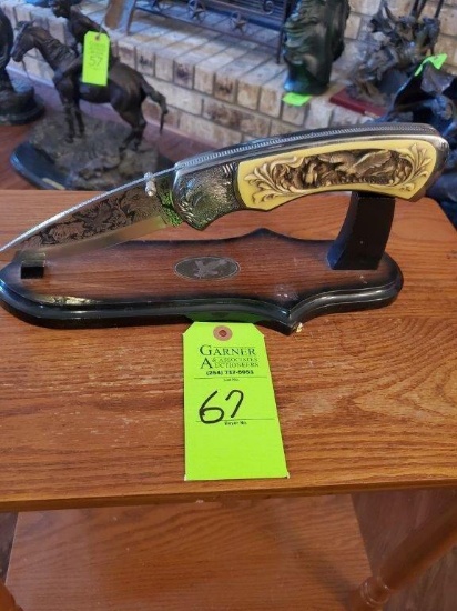 Collectible Engraved Folding Blade Knife