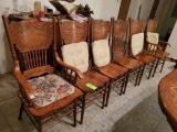 6 Oak Dining Chairs - 2 Captains