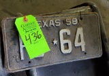 2 Texas License Plates 1958