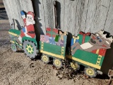 Santa on a Tractor Wooden Decoration