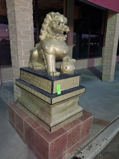 Foo Dogs Lion Guardian with Ball Statue