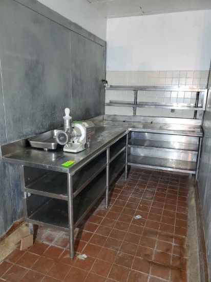 Stainless Steel Corner Table with Undershelves