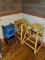 2 Stacking Restaurant Wood High Chairs & 3 Booster Seats