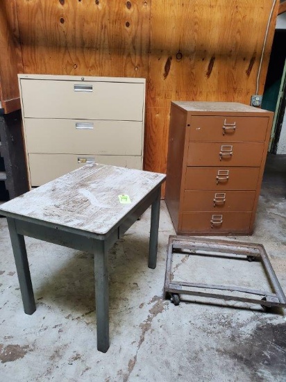 2 File Cabinets, Dolly, Table