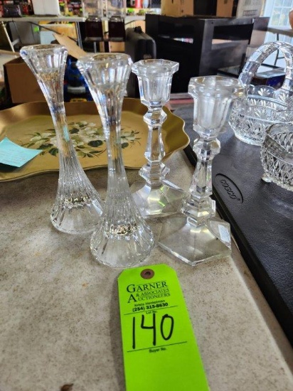 2 Sets of Crystal Candle Holders