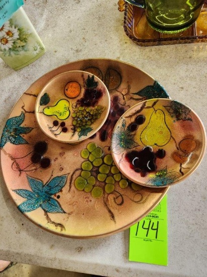 3 Vintage Cloisonne on Copper Enamel