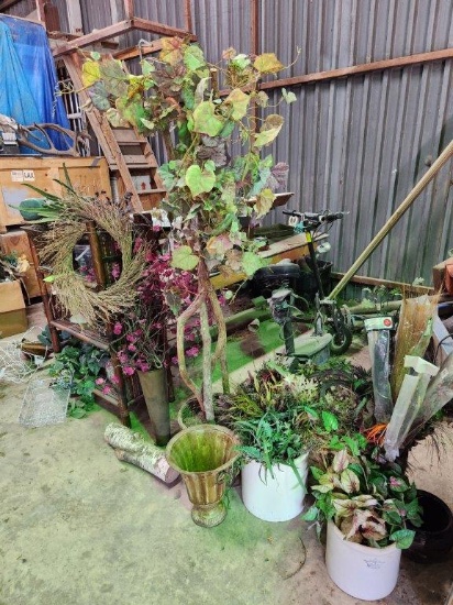 Misc. Artificial Plants & Bamboo Shelf