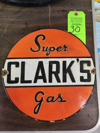 Clark's Super Gas Porcelain Sign