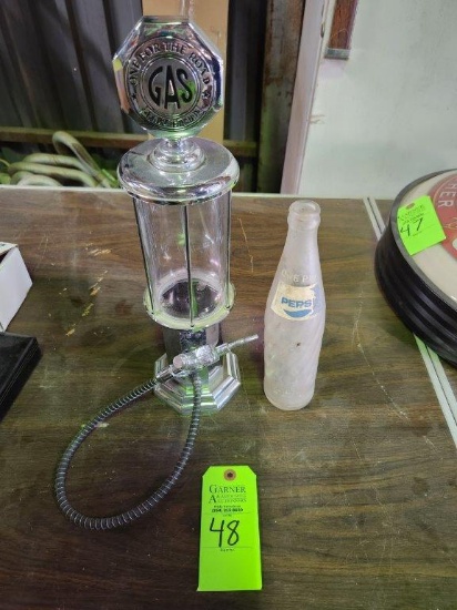 Mini Gas Pump & Old Pepsi Bottle