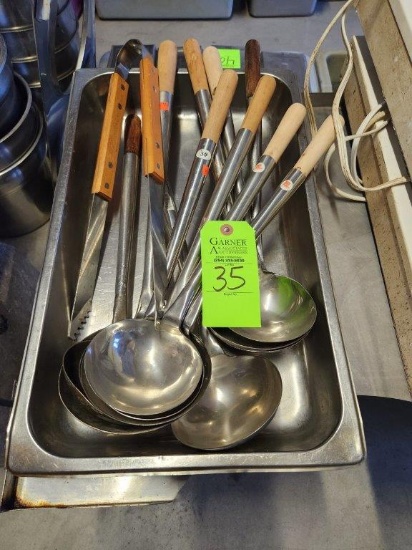 Tray of Stainless Steel Ladles
