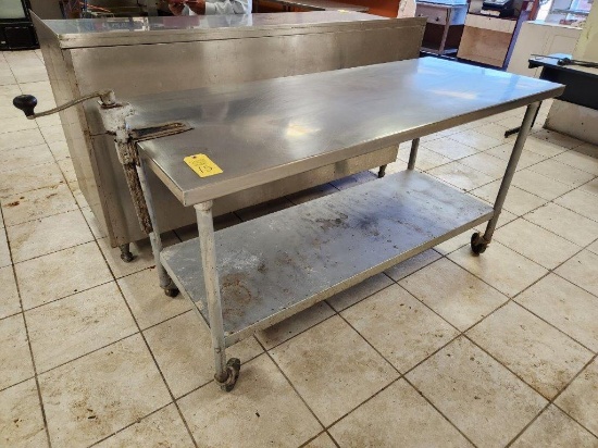 Rolling Stainless Steel Table with Can Opener 6'