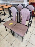 4 Restaurant Padded Chairs - one missing pad
