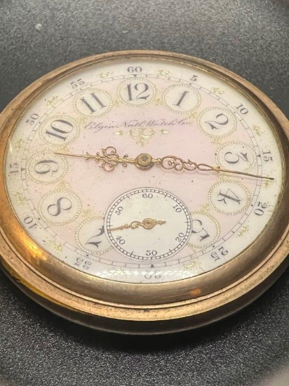 Antique Elgin Vintage Pocket Watch Pink Dial 1898-1903