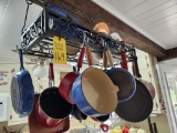 Hanging Pot Rack, Pots, & Pans