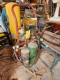Oxygen and Acetylene Bottles with Gauges on Cart & Googles