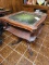 Center Table with Tooled Green Leather Top and Brass Covered Claw Feet