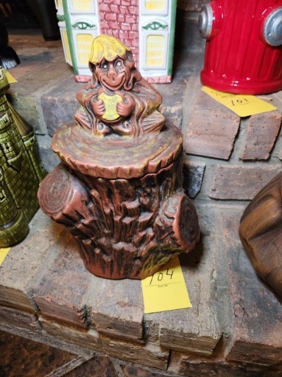 Stump Cookie Jar - Marked USA