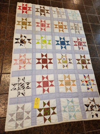 Multi Color Ohio Star Quilt 80"x50"