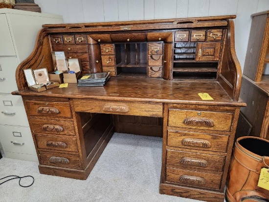 Bradford Oak Roll Top Desk