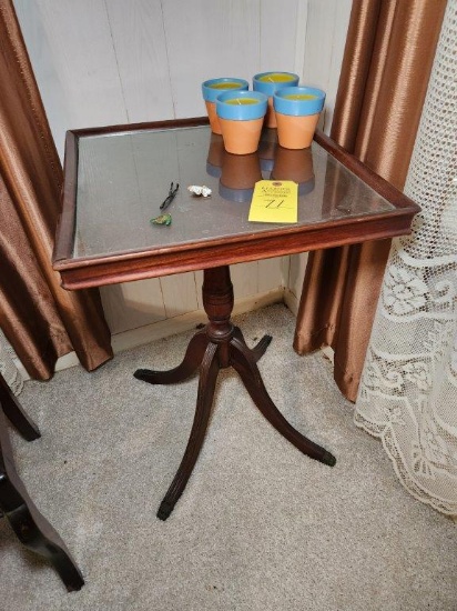 Vintage Glass Top Occasional Table Pedestal Base