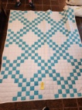 Blue & White Double Irish Chain Quilt 86