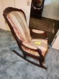 Antique Mahogany Upholstered Rocking Chair