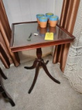 Vintage Glass Top Occasional Table Pedestal Base