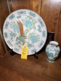 Japanese Gold Imari Hand Painted Porcelain Plate & Vase