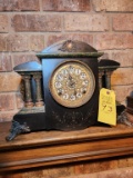 Seth Thomas Adamantine Mantle Clock Marked 1866 w/ Marble