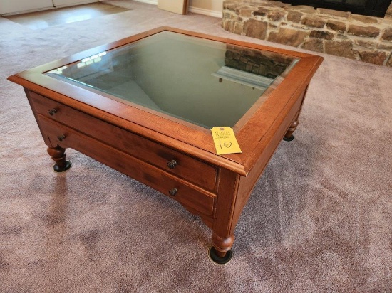 Ethan Allen Coffee Table with Glass Top Display