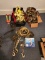 Lot of HD Ratchet Straps, Come Alongs, Hand Trailer Winch, & Box of Straps