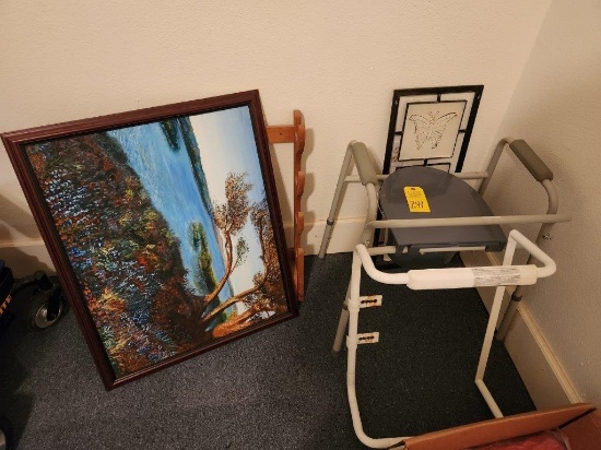 Bedside Commode, Wheelchair Transfer Frame, Picture & Misc.