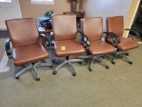 4 Brown Rolling Office Chairs
