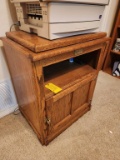 Vintage White Clad Oak Cabinet with Lazy Susan Swivel Top