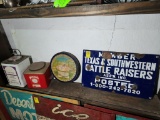3 Collectible Tins, TX & Southwestern Cattle Raisers Sign