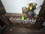 Fireplace Screen, Spittoon, & Misc. on Shelf