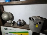 Kerosene Lamo, Old Mop Bucket, & Hanging Light
