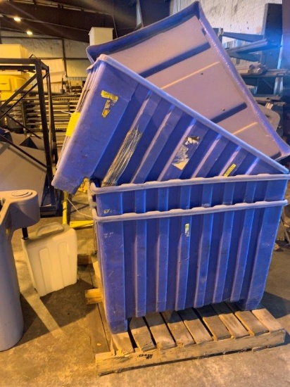 3 Big Blue Totes on Pallet