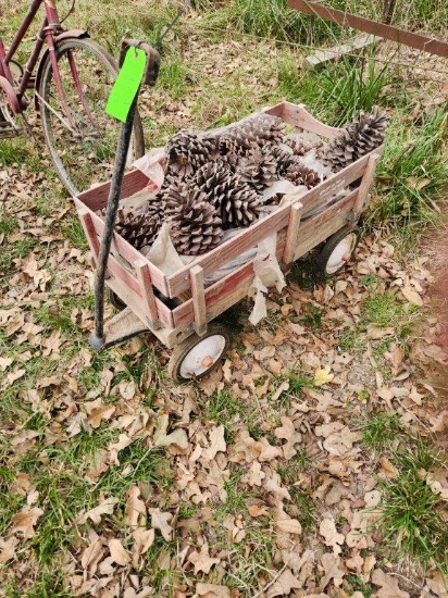 Vintage Sears Wagon w/ Large Pine Cones
