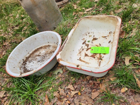 2 Small Enamel Tubs